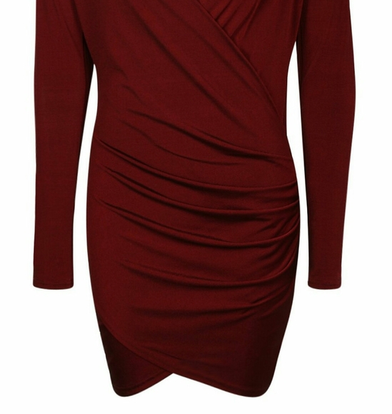 NWT Dark Red Slinky V Neck Bodycon Dress US 6 & 4 - Picture 6 of 6